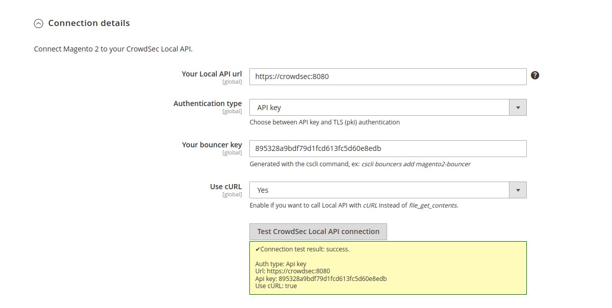 Connection details